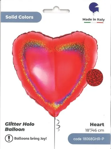 Folienherz Glitter Holographic Red 46cm