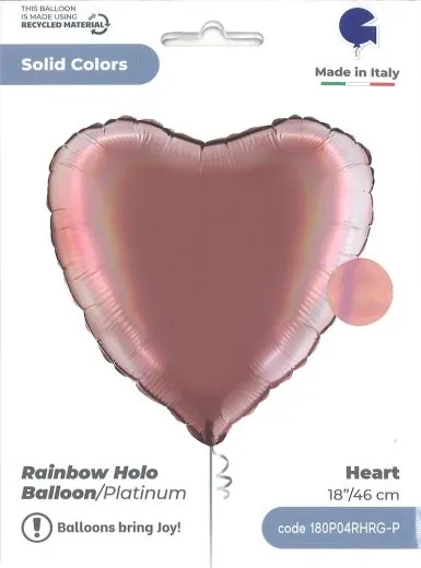 Folienherz Rainbow Holographic Platinum Ros� 46cm