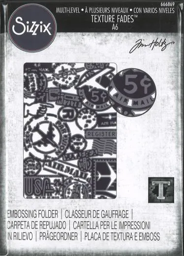 Sizzix Multi-Level Texture Fades Embossing Folder - Vault Airmail by Tim Holtz