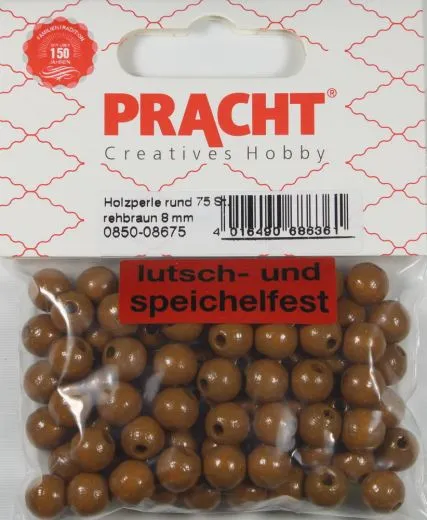 Pracht Holzperlen poliert 8mm 75St rehbraun