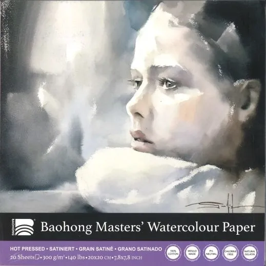 Baohong Masters Watercolour paper 20x20cm satiniert