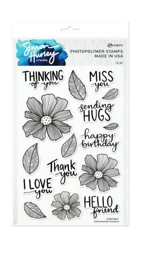 Simon Hurley create. Photopolymer Stamps 6x9 Inch Sentimental Flowers