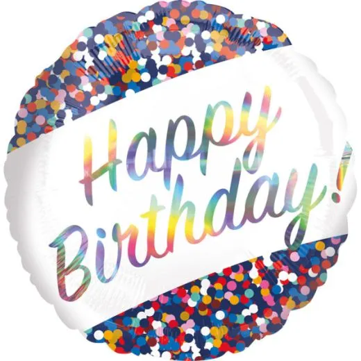 Holographic Iridescent Birthday Confetti Foil Balloon