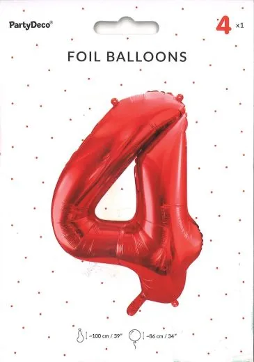 Folien-Ballon 4 rot 86cm