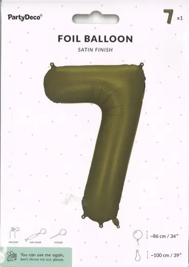 Folien-Ballon 7 oliv satin finish 86cm