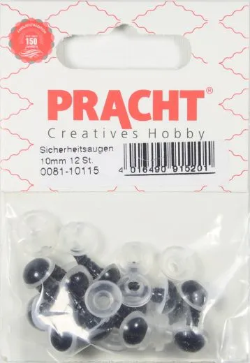 Sicherheitsaugen 10mm schwarz-wei� 12 St�ck