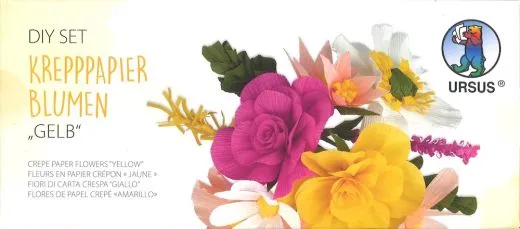 DIY Set Krepppapier Blumen gelb