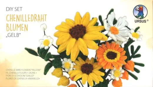 DIY Set Chenilledraht Blumen gelb