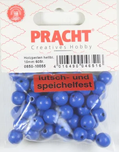 Pracht Holzperlen 10mm 60St hellblau