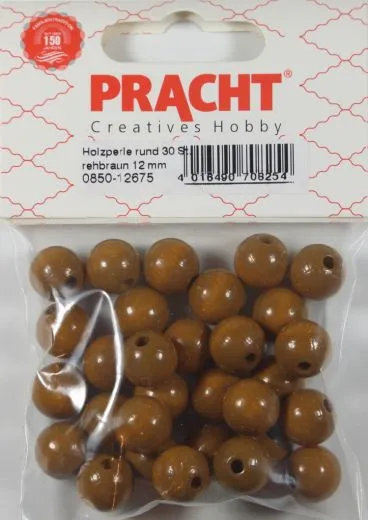 Pracht Holzperlen 12mm 30St rehbraun