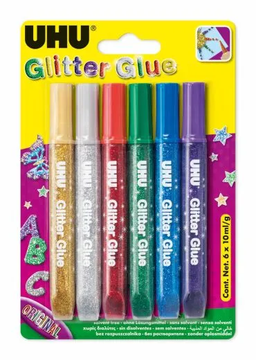 UHU Glitter Glue 6 x 10ml