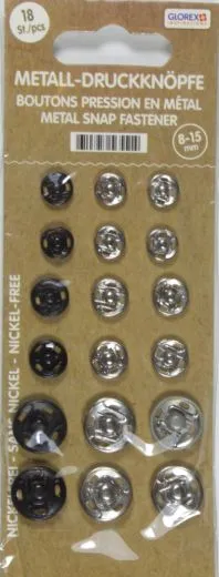 Metall-Druckkn�pfe 8-15mm 18 St.