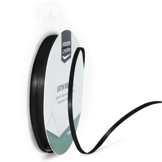 Satinband 3mm 10m-Rolle schwarz