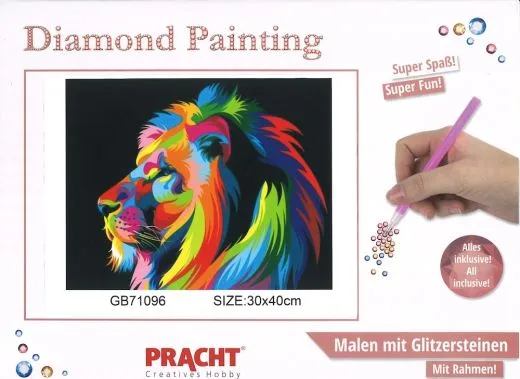 Diamond Painting mit Rahmen 30x40cm - Regenbogenl�we
