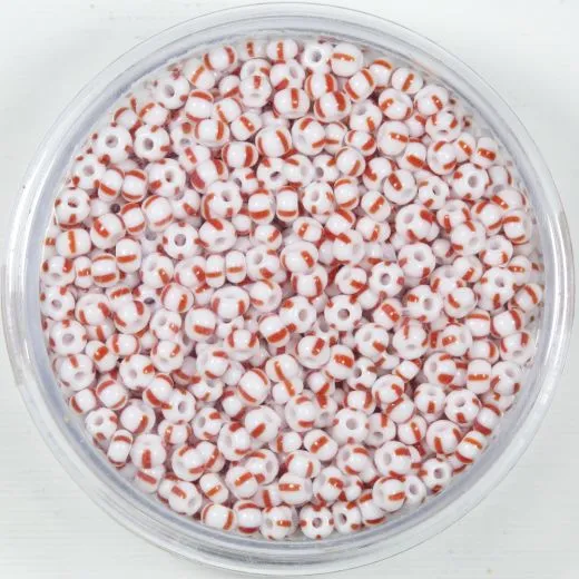 Pracht Rocailles 2,6mm gestreift wei� rot