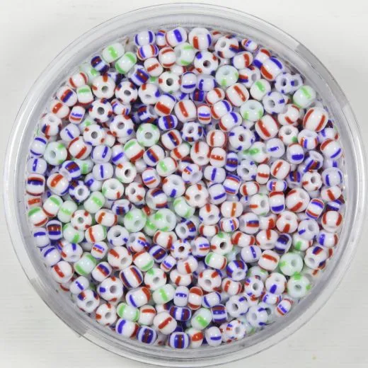 Pracht Rocailles 2,6mm gestreift wei� Mix