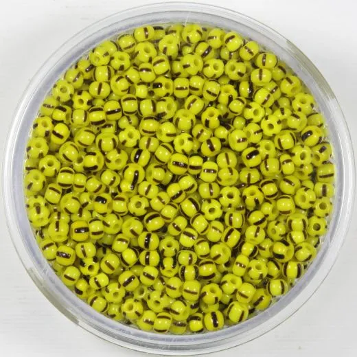 Pracht Rocailles 2,6mm gestreift gelb schwarz