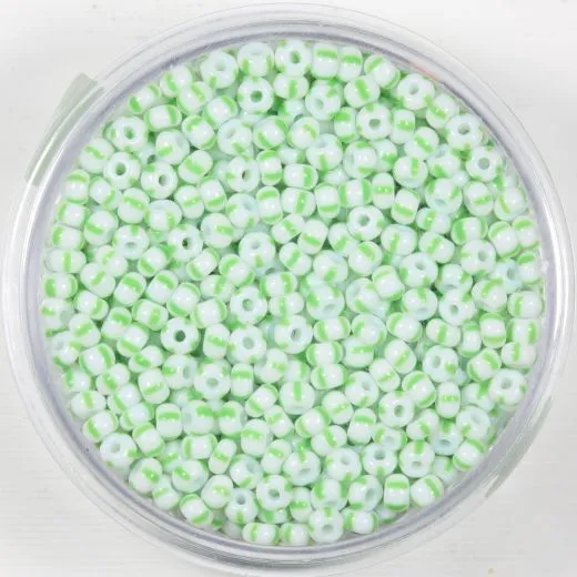 Pracht Rocailles 2,6mm gestreift wei� gr�n