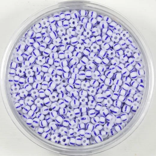 Pracht Rocailles 2,6mm gestreift wei� blau