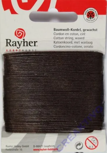 Baumwoll-Kordel gewachst 20m dunkelbraun