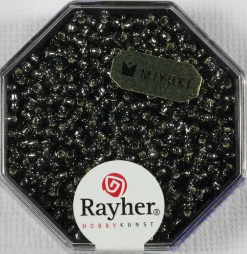 Premium-Rocailles, 2,2 mm  mit Silbereinzug silbergrau