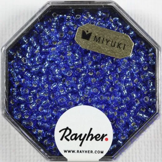 Premium-Rocailles, 2,2 mm  mit Silbereinzug azurblau