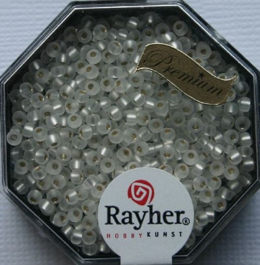 Premium-Rocailles, 2,2 mm ø mit Silbereinzug, gefrostet frost
