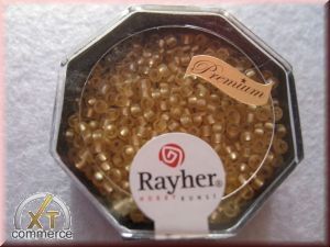 Premium-Rocailles, 2,2 mm ø mit Silbereinzug, gefrostet golden s