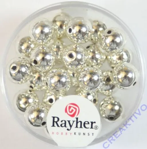Rayher Plastik-Rundperlen 8mm silber