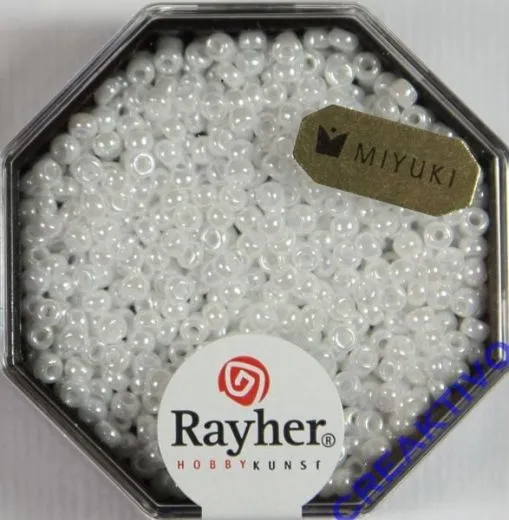 Premium-Rocailles, 2,2 mm  opak gelstert alabasterwei