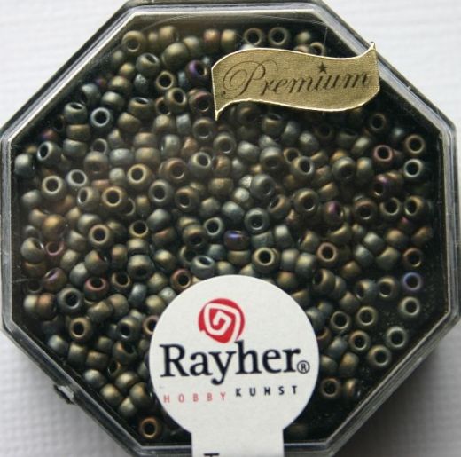 Premium-Rocailles, 2,2 mm ø metallic gefrostet rauch topas