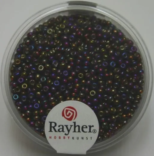 Rocailles 2mm mit Silbereinzug + Rainbow pompadur-rot