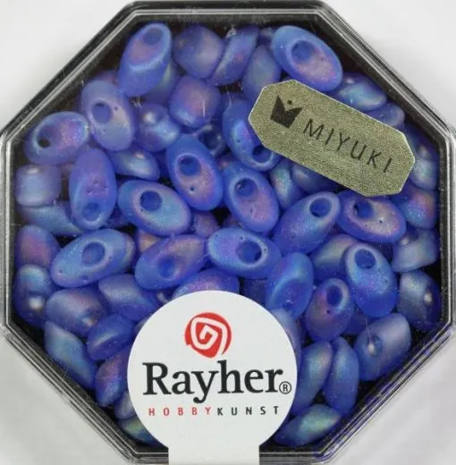 Magatama Perlen 4x7mm transp. frost Rainbow royalblau (Restbestand)