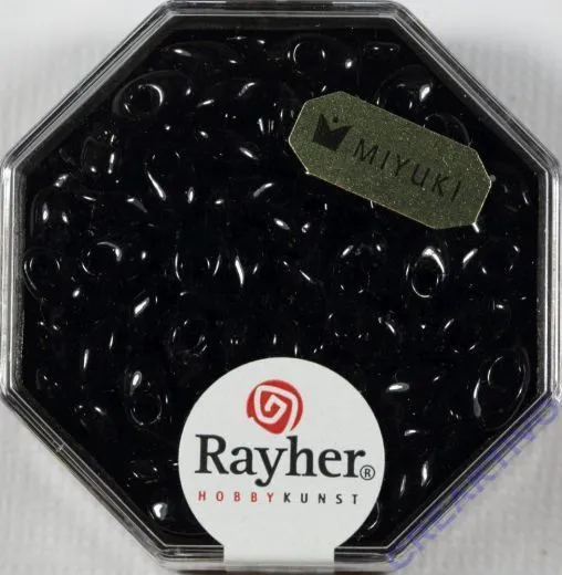 Magatama Perlen 4x7mm opak schwarz (Restbestand)