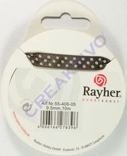 Rayher Satinband mit Punkten 9,5mm dunkelbraun