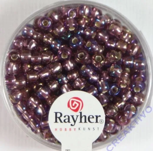 Rocailles mit Silbereinzug+ Rainbow 4mm violett hell