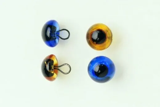 Augen aus Glas mit �se 14mm saphirblau 2 St�ck