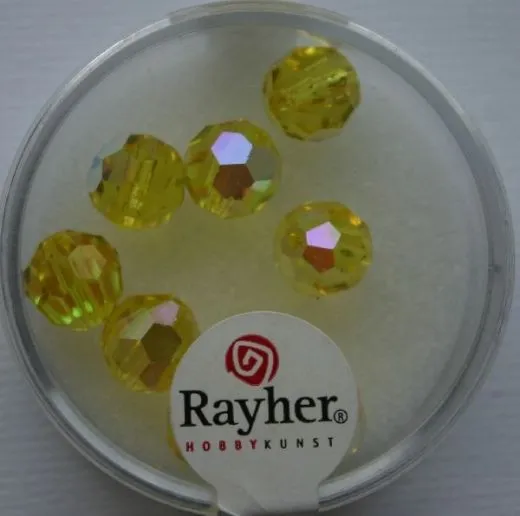 Rayher Rund-Schliffperlen 8mm 8 St. lichtgelb