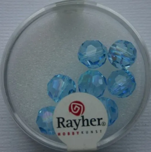 Rayher Rund-Schliffperlen 8mm 8 St. aquamarin