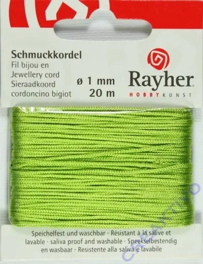 Rayher Schmuckkordel 20m 1mm hellgr�n