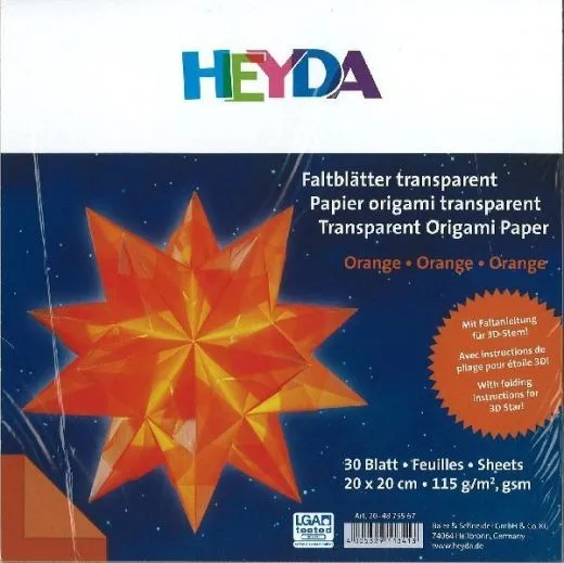 Faltbl�tter transparent orange 20x20cm