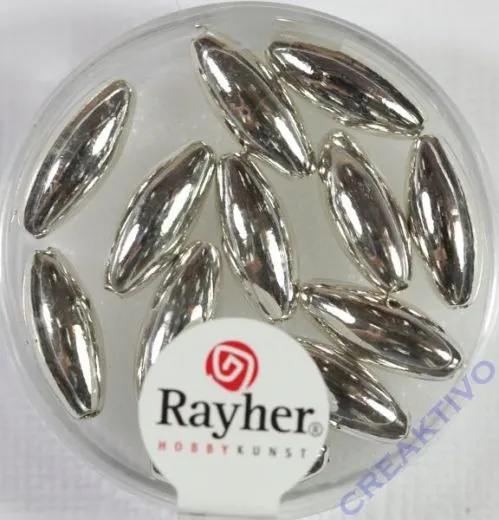 Plastik Oliven 6x14mm silber (Restbestand)