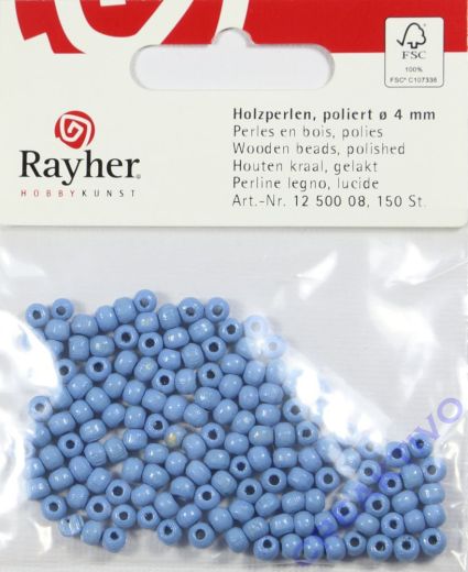 Rayher Holzperlen FSC, poliert 4mm 150St hellblau