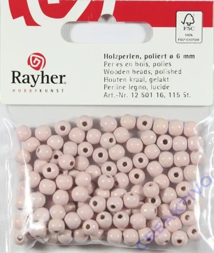 Rayher Holzperlen FSC, poliert 6mm 115St ros�