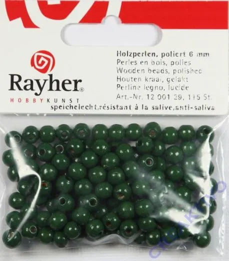 Rayher Holzperlen FSC, poliert 6mm 115St grn