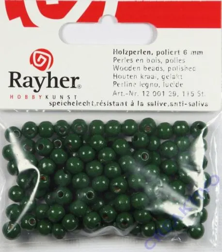 Rayher Holzperlen FSC, poliert 6mm 115St gr�n