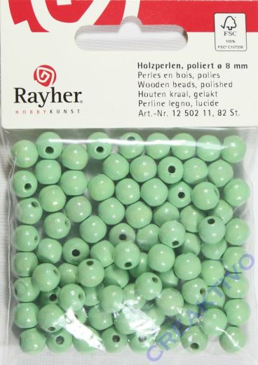 Rayher Holzperlen FSC, poliert 8mm 82St hellgrün