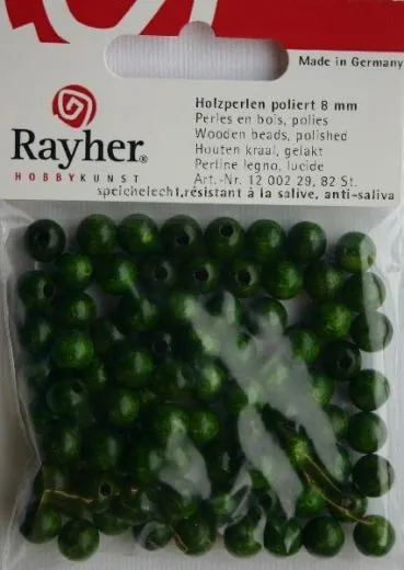 Rayher Holzperlen FSC, poliert 8mm 82St gr�n