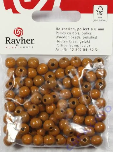 Rayher Holzperlen FSC, poliert 8mm 82St mittelbraun (Restbestand)