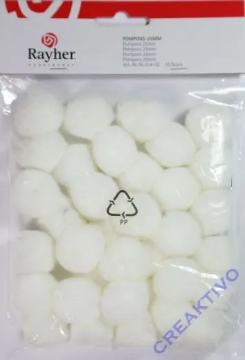Pompons 25mm 35 St�ck wei�
